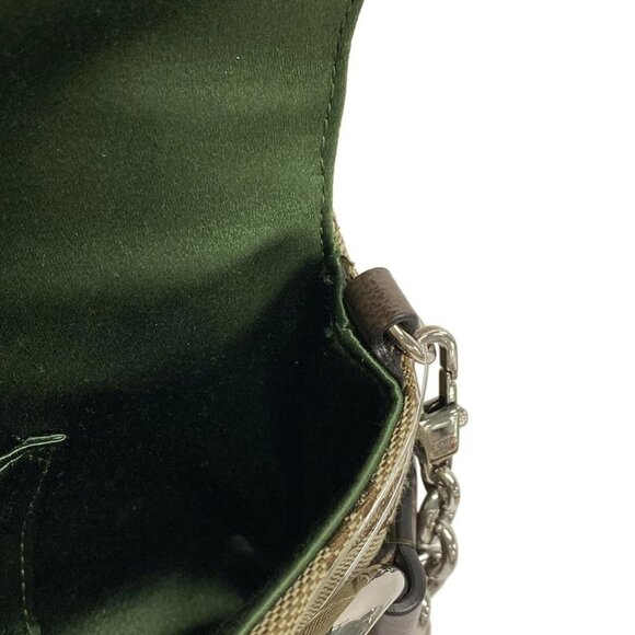 Auth GUCCI GG/Horsebit 764339 Beige Brown Dark Brown Jacquard Leather Handbag - Picture 12 of 16